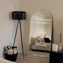 Customized Mirror Sticker Wedding Decor - Wedding Signage Decor DIY Wedding Stickers - Mirror Sticker "Welcome To The Wedding" - Customized Mirror Letter Sticker Decal - Just Married - Wedding Marriage Decor/Modern Wedding Welcome Sign/Personalized Newlyweds Name And Date/Mirror Sticker - Bridal Shower - Multicolor - View 2