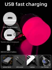 4pcs/2pcs/1pc Multi-Function LED Bulb Camping Light, Super Bright USB Rechargeable Tent Lamp, Suitable For Camping Gear, Emergency Use And Yard Decoration - Cold White - View 4