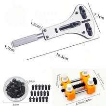 Bộ 3 món (gồm 18 răng thép) Dụng cụ sửa chữa đồng hồ, mở nắp lưng đồng hồ bằng thép, 4 loại răng, có thể điều chỉnh, kèm giá đỡ máy. - Ba móng vuốt có đế - Xem 12