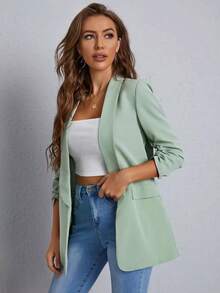 Blazer clásico para mujer, adecuado para el uso diario, con mangas largas, para uso casual en la oficina, apto para todas las estaciones - verde menta - Ver 5