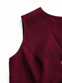 Chaleco sin mangas de unicolor y estilo sencillo para uso diario de mujer - Burdeos - Ver 6