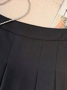Falda minimalista de unicolor y estilo informal y elegante para mujer - Negro - Ver 4