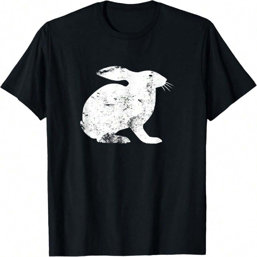 Vintage Rabbit T Shirt - Classic Distressed Rabbit Shirt T-Shirt - Negro - Ver 1