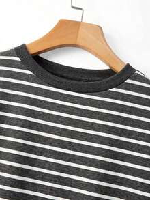 Nueva camiseta de mujer de manga corta con cuello en V a rayas - Multicolor 3 - Ver 4