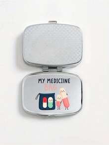 Square Pill Box, Printed With Capsule, Tablet, Letter And Bottle Patterns; Portable Medication Storage Compartment; Mini Metal Storage Box; Portable Jewelry And Pill Box; Travel Pill Box; Large Capacity Compartment; Weekly Medication Organizer; Suitable For Daily Medication And Vitamins; Essential For Doctors And Nurses; Emergency Needs; Travel; Hiking Emergency Rescue; Personalized Creative Gift With Cartoon Logo. - View 6