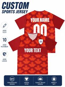 1pc Canada Style Custom Jersey For Men , Maple Leaf Soccer Football Shirt, Add Team Name Number Logo, For Club Match Day Sports - Red - View 2
