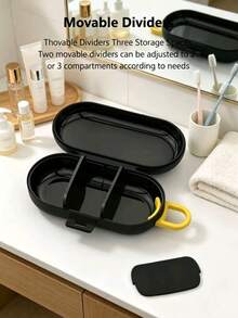 1/3pcs Portable Multi-Function Storage Box, Mini Pill Case, Earplug Organizer Box With Hook, Adjustable Divider, 3 Compartments, Dust-Proof, Scratch-Resistant, Ideal For Travel, Dorm, Desk, Jewelry, Cables - Multicolor - View 7