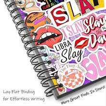 1pc A5 Spiral Notebook "SLAY" All-Weather Sticker Scrapbook/ Diary, Thick Ruled Journal/Fun Motivational Back-To-School Gift, Perfect For Student & Creative Writers - SLAY - View 4