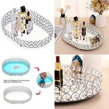 Bandeja de tocador de cristal Hipiwe Bandeja de tocador con espejo Bandejas de perfume para tocador Bandejas de maquillaje Bandeja organizadora de cosméticos y cuidado de la piel Bandeja organizadora - Pago - Ver 1