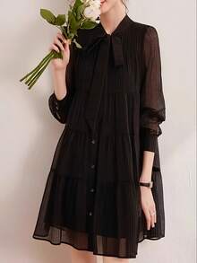 Women Midi Dresses - Black - View 10