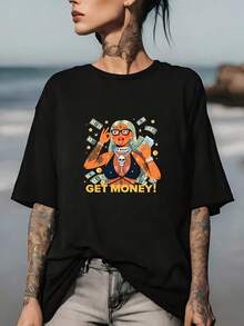 Get Money! T-Shirt | 180gsm Crew Neck Short Sleeve T-Shirt | Fun Design T-Shirt For Family Gatherings And Summer Parties | Perfect Gift For Your Basil Fans | Make This "Make It Your Party" T-Shirt Your Choice | Fashion For Work And Team Building - 黑色 - 查看 7