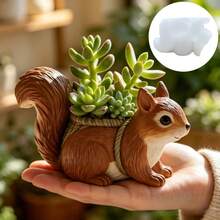 SUPWANPENG Cute Squirrel Succulent Planter Plaster Resin Silicone Mold Basket Squirrel Planter Cement Concrete Mold Home Decor Silicone Mold - A - View 3