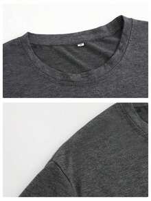 Women's Casual Cotton T-Shirt, Round Neck, Short Sleeve, With "Lovely Loved Mamaw" Graphic Print, Drop Shoulders, Perfect As A Mother's Day Gift - 灰色 - 查看 4