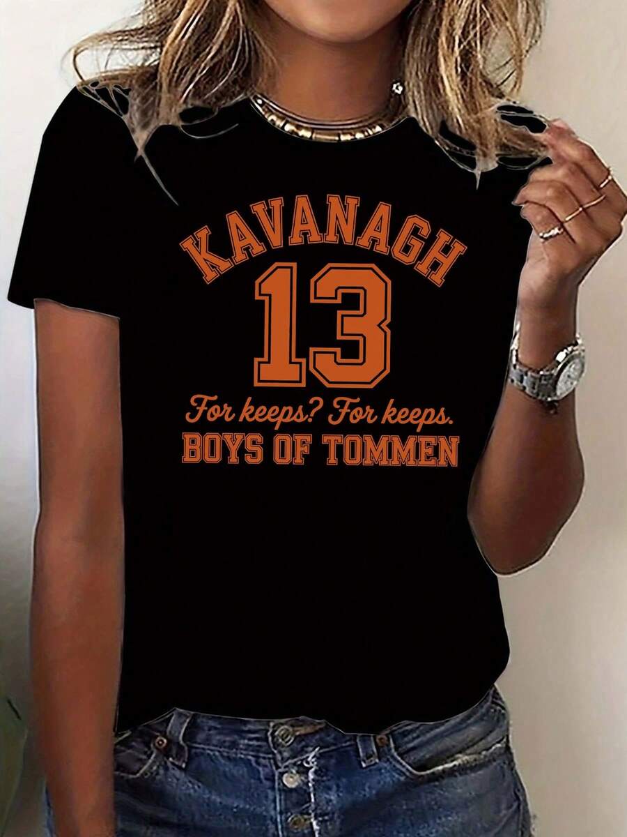 Women's Stylish And Fashionable One-Piece Casual T-Shirt | Printed With The Phrase "Orange KAVANAGH 13, ¿Para Conserva?" (To Preserve?) | Crew Neck, Short Sleeves, Casual Style, Stretch Fabric, Available In Multiple Sizes And Colors, 100% Cotton, Durable - 黑色 - 查看 1