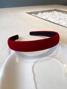 1pc Vintage Velvet Sponge Headband Hairband - Burgundy - View 2