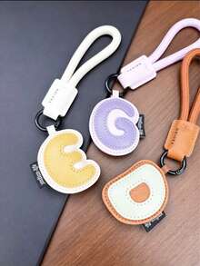26 Letter Options Keychain - Letter Accessories Designed For English Names, Backpack Charm Accessories, Student Decoration, Portable Cute PU Leather Keychain, Suitable As Valentine's Day Gift Or Unisex Keychain Accessory - Letter - View 6