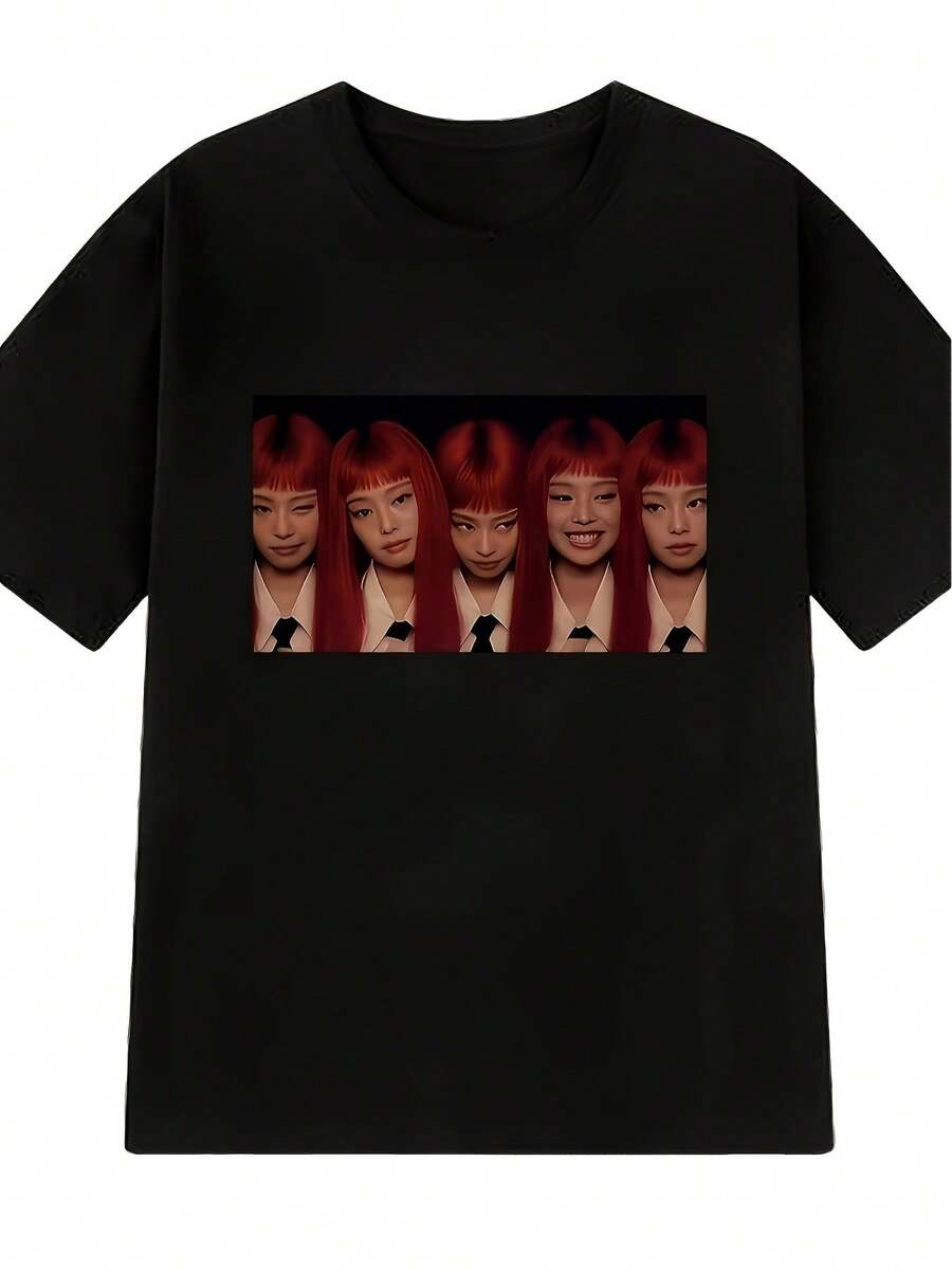 Jennie Ruby Album Unisex T-Shirt, Soft And Comfortable, A Must-Have Urban Casual Fashion Item, Suitable For All Seasons, Versatile Style For Various Occasions, Economical For Daily Wear And Also An Excellent Christmas Gift For Friends And Family--160 Grams, Women's Blouses, Blouses, Casual Blouses For Women, Casual Tops For Women, Women's Tops, Tops, Unisex. - 黑色 - 查看 1