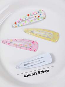 20pcs Girls Multicolor Star & Solid Color Random Style Minimalist Cute Princess BB Hair Clips Bangs & Loose Hair Clips Hair Accessories For Daily Use - Multicolor - View 5
