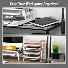 Betesh Mind Reader 5-Tier Paper Tray Desktop Organizer File Storage Workspace Office Metal Mesh 11.75" L x 14" W x 14.5" H - Rosa - Ver 6