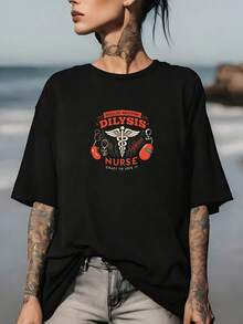 Camiseta de Enfermera de Diálisis Love, Unisex, Tela Suave, Regalo para Héroes, Apreciamiento Familiar, Eventos Corporativos, Formación de Equipos. Top de manga corta cómodo y versátil. - Negro - Ver 1