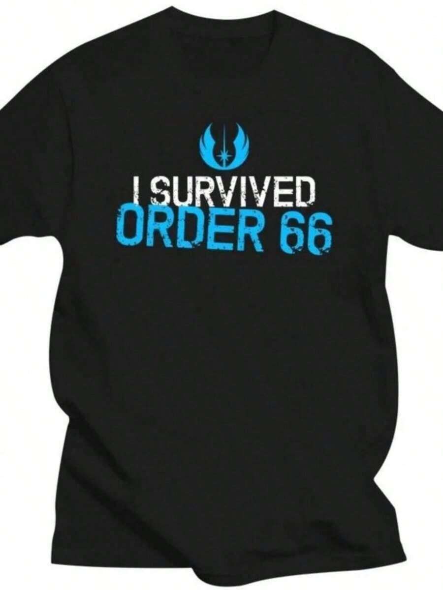 1 Piece Women's Summer Fashion Urban Style I Survived Order 66 Harajuku Short Sleeve T-Shirt, Printed Clothing By Y2Ksoft - 黑色 - 查看 1