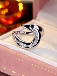 1pc Personalized Rotating Arrow Design Cubic Zirconia Inlaid Women's Ring Casual Gift - Multicolor - View 14