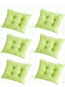 Set Of 6 Puffy Soft Square Chair Cushions – 40x40 Cm İN DER TURKEI - Green - View 1