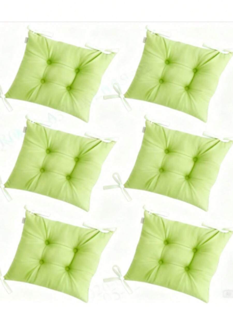 Set Of 6 Puffy Soft Square Chair Cushions – 40x40 Cm İN DER TURKEI - Green - View 1