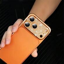 Lens Film For IPhone 17Pro/17Pro Max, Shiny Rear Camera Protective Cover, Diamond Inlaid Film, Starry Orange Rear Camera Protective Film, Scratch-Resistant Anti-Fingerprint Full Coverage, Phone Decoration Accessory, Hot-Selling Birthday Gift For Best Friend, Holiday Gift - Orange - View 6