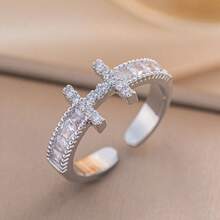 Anillo abierto ajustable en forma de H minimalista y versátil, accesorio de mano simple, anillos de pareja estilo japonés - Anillo H - Ver 4