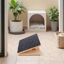 Adjustable Solid Wood Dog Stair Ramp Wedge For Small And Senior Dogs, Foldable Indoor Pet Ramp With Height Triangle Support And Non-Slip Carpet, No Assembly Required - Multicolor - View 6