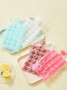 (Funnel Included) 20pcs 480-Grid/30pcs 720-Grid/50pcs 1200-Grid Disposable Ice Bags, Ice Cube Molds, Creative Self-Sealing Airtight Ice Trays, Passion Fruit Ice Cube Bags, Homemade Ice Cube Preservation Bags. (Funnel Color Random) - Clear - View 1