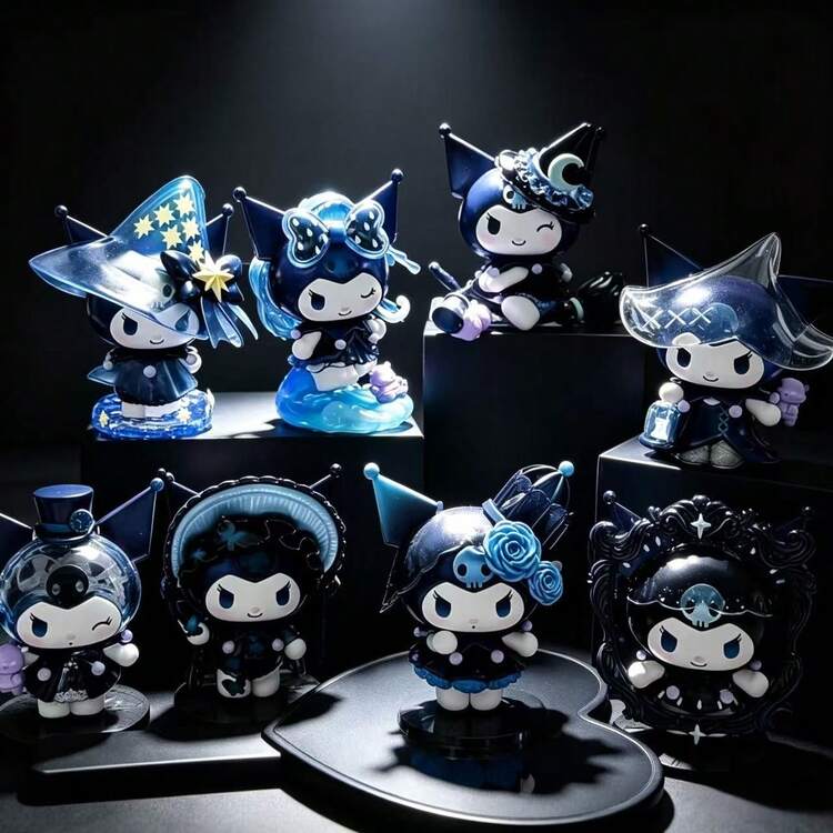 SANRIO 1/4/8个神秘女巫系列盲盒，可爱紫色Kummi主题娃娃盲盒，时尚动漫娃娃装饰，PVC材质时尚卡通娃娃收藏摆件，酷炫独特的小礼盒，盲盒汽车装饰娃娃，创意卡通家具模型桌面装饰盲盒，生日礼物，嘉年华礼物，宾果奖品（款式和包装随机） - 彩色 - 查看 3