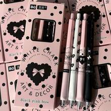 5pcs/Set Pastel Bowknot Pattern Retractable Neutral Pens, Comes With Gift Box, Smooth Writing, Suitable For Study, Office, Diary - A - View 5