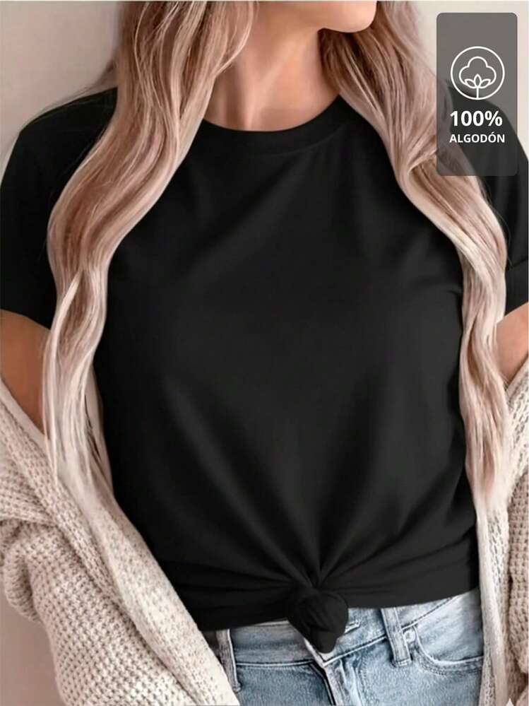 T-Shirt Fabric With Black Outline Of Triple Hearts - 100% Cotton - 黑色 - 查看 2