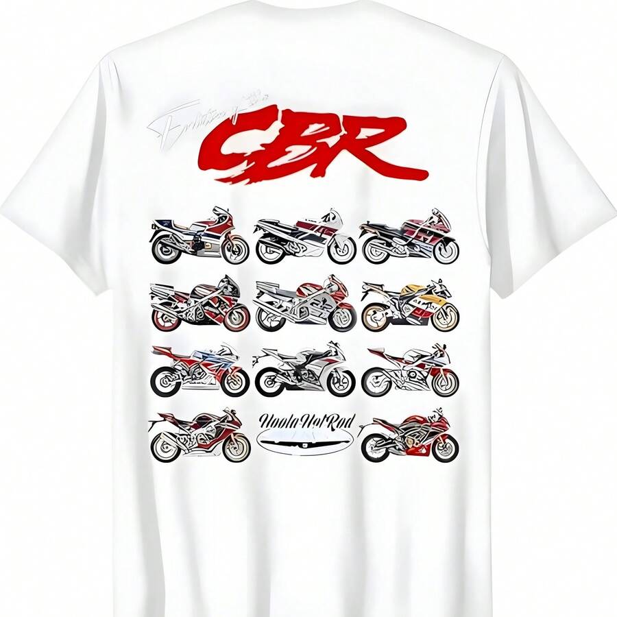 Evolución de la, CBR, motocicleta, motocicleta, motociclista, camiseta de bicicleta deportiva - Blanco - Ver 1