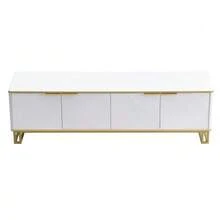 TV Stand With Four Doors, TV Mount, TV Panel, Low TV Stand. Unique Design, Geometric Texture. 160 X 37.5 X 48 Cm (Length X Width X Height) - 白色 - 查看 10