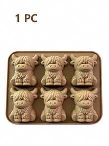 1PC Ice Cube Mold,New Silicone Ice Cube Tray, Highland Cow Silicone Ice Mold, Silicone Ice Tray, Funny 3D Ice Cube Tray,Cute Animal Silicone Molds For Whiskey,Cocktails, Beer & Drinks, Novelty Cube Molds Perfect Gifts For Friends - Multicolor - View 12
