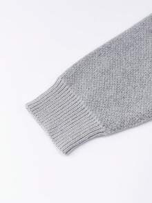 Modcrash Men's Fashion Letter Pattern Knit POLO Shirt, Simple Versatile Turn-Down Collar Long Sleeve Sweater, Suitable For Daily Casual And Office Commute Fall/Autumn/Winter - Grey - View 6