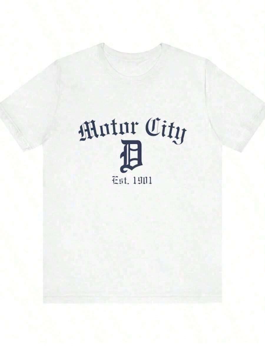 Detroit Tigers Motor City Vintage Graphic T-Shirt, Sportswear, Baseball Apparel, Detroit Tigers T-Shirt For Men And Women, Plus Size, Comfortable, Soft, Crew Neck - 白色 5 - 查看 1