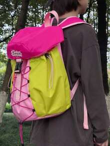 Contrast Color Drawstring Backpack, Outdoor Camping Rucksack, Lightweight Travel Daypack For Men & Girl - Multicolor - View 9