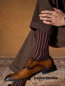 Men Crew Socks – Fashion Business Dress Socks, Everyday Versatile Comfortable Polyester Casual Socks For Men, Classic All-Match Style, Multi-Pack - Burgundy - View 11