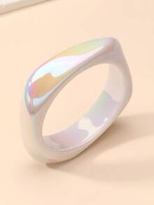 NAIZHU 1/4pcs Fashionable High-End Geometric Iridescent Resin Bracelets, Teen Daily Party Accessories - White - View 4