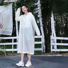 AD 1件透明EVA防水户外旅行夹克，男女通用加厚可重复使用带帽雨衣 - A - 查看 9