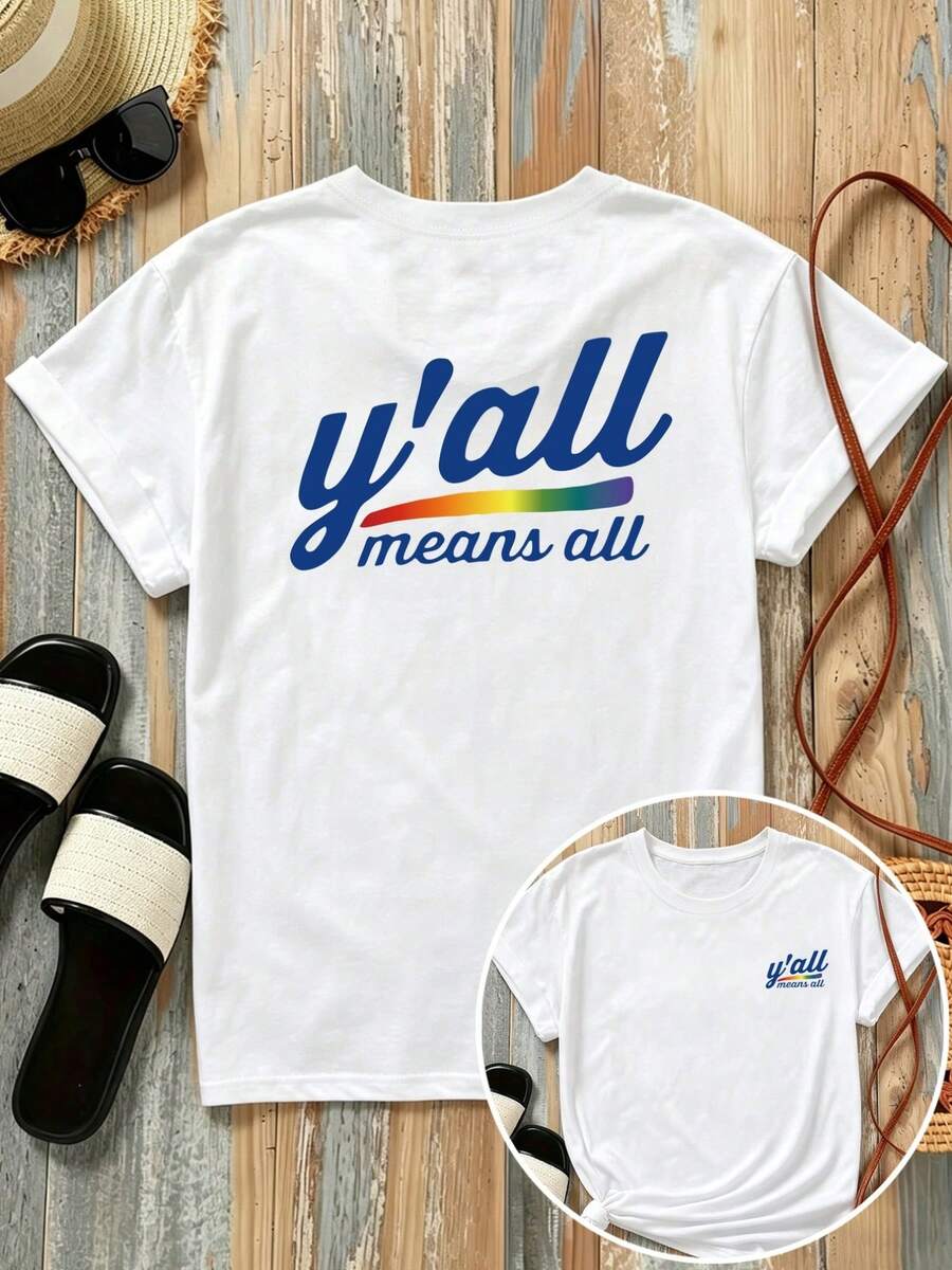 New 180g Short-Sleeved T-Shirt, 1% Cotton, With Front And Back Prints - T-Shirt Print, Music Theme - Fashionable Printed T-Shirt For Women, Short-Sleeved, Suitable For All Seasons, Modern Clothing - Can Be Worn As A Base Layer In Spring And Autumn Or Alone In Summer, Unisex. - 白色 - 查看 1