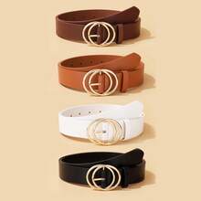 4pcs Double Ring Buckle Decor Minimalist Fashion Versatile Women Waist Belt, Suitable For Daily Use Fall, Autumn, Halloween - Multicolor - View 8