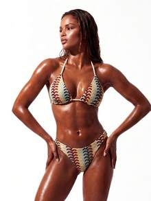 Best-Selling Two-Piece Swimsuit, Halter Neck Bikini, High-Elasticity, Quick-Drying Fabric. - Flower - View 1