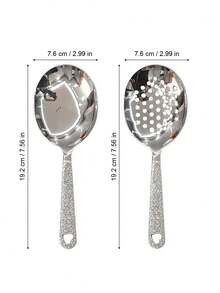 1PC/2pcs Stainless Steel Patterned Buffet Spoon, Slotted Spoon, Rice Spoon, Party/Banquet/Buffet, Dishwasher - Silver - View 6