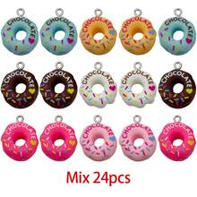 10/24 chiếc mặt dây chuyền hình bánh donut bằng nhựa, mặt dây chuyền hình bánh donut dễ thương kiểu Kawaii, phụ kiện trang sức DIY cho vòng tay, vòng cổ, bông tai, đồ dùng thủ công 19x23mm - mặt dây chuyền - Xem 8