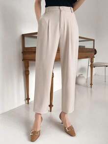 Pantalones rectos casuales de negocios para mujeres - Beis - Ver 3